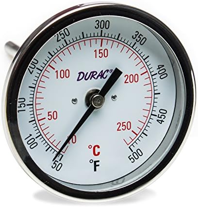 SP Bel-Art, термометър с биметаллическим dial H-B DURAC; от 10 до 260° C (от 50 до 500F), 1/2 инча. Резбово съединение NPT, циферблат 75