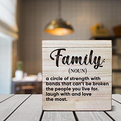 Декор на масата с Надпис Дървена кутия за Определяне на Семейството, Табела Дървена Кутия за Определяне на Семейството