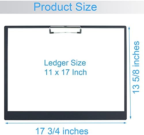 Пейзажна формат на буфера за обмен 11x17 11x17 Клипбордов Нископрофилен Клип е Много голям Буфер за обмен на Черно PVC Художествен клипборда Опаковка от 1