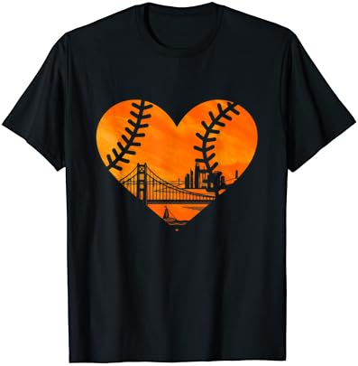 Бейзболна Реколта Тениска със Сърце на Щата Сан Франциско, САЩ
