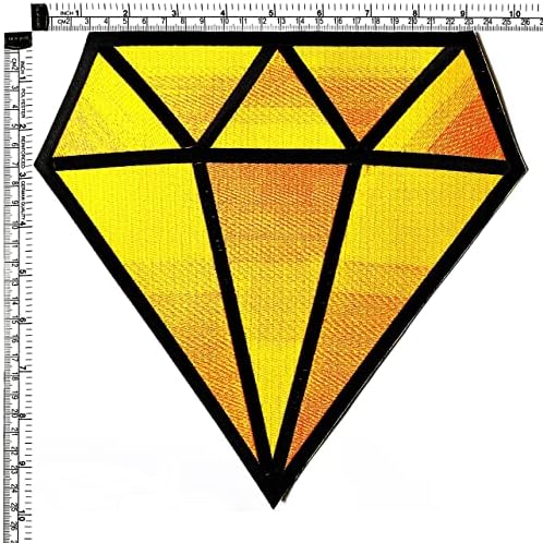 Kleenplus. Голяма нашивка с жълт диамант, бродирани иконата, пришитая желязо емблемата на сака, ризи, стикер на дрехи, изкуството за декоративно ремонт