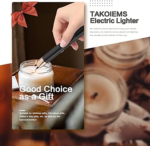 Запалка за Свещи TAKOIEMS, Електрическа Запалка в USB-Запалка с Подобрени предохранителем на led дисплей, Акумулаторна Беспламенная Ветрозащитная, Черна
