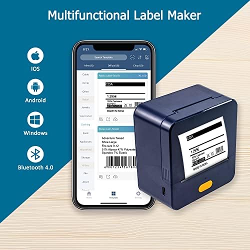 NETUM P1 Mini Label Printer - Преносим принтер за производство на етикети с баркод, Термопринтер без мастило Bluetooth, Съвместим с Android