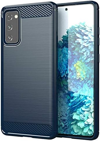 Toppix е Съвместим с Samsung Galaxy S20 FE 5G / Фен Edition Чанта, Мека Броня от TPU, Гъвкава [Амортизация] [Структура от въглеродни влакна] Защитно покритие, син
