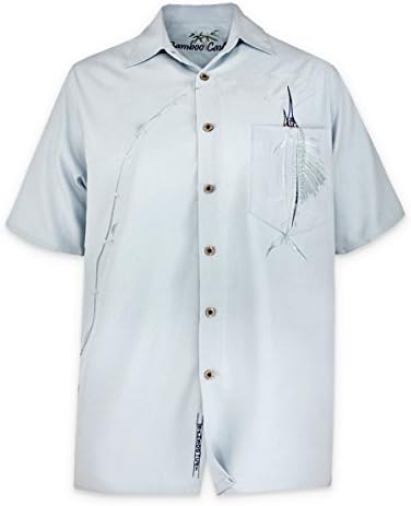 Мъжки ежедневни риза с копчета с бродерия Встряхни кука от Бамбук Cay