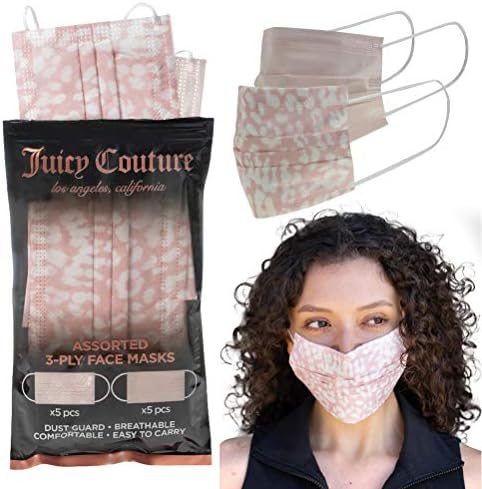 Комплект маски за еднократна употреба Juicy Couture Couture 3ply, руж плътни / руж леопардовые, 10 броя