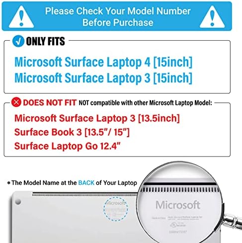 Калъф iBenzer Hexpact за лаптоп Microsoft Surface 5/4/3 15 инча, Сверхпрочный калъф с Откидными щанд, Сив, MS-LP4-15