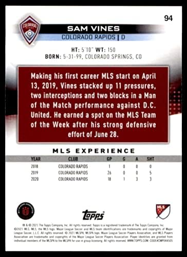 2021 Topps MLS #94 Сам Вайнс Колорадо Рэпидз Търговска карти на футболен клуб