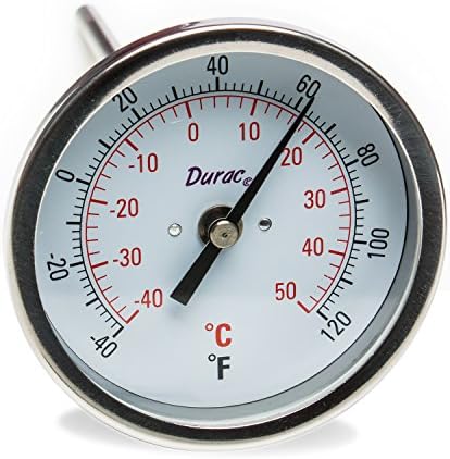 SP Bel-Art, термометър с биметаллическим dial H-B DURAC; от -40 до 50° C (-40 до 120F), 1/2 инча. Резбово съединение NPT, циферблат 75 мм