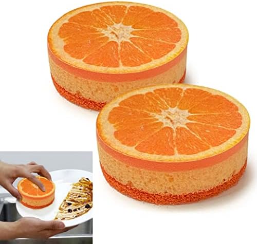 2 Оранжев Плодов Дизайн Гъба Скрубер Стъргало Гъба За Миене На Чиста Кухненска Посуда Подложки