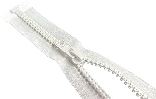 Разделителната светкавица Lenzip 10 от висока якост формованного пластмаса Vislon Marine - Изберете си дълъг - Цвят: бял