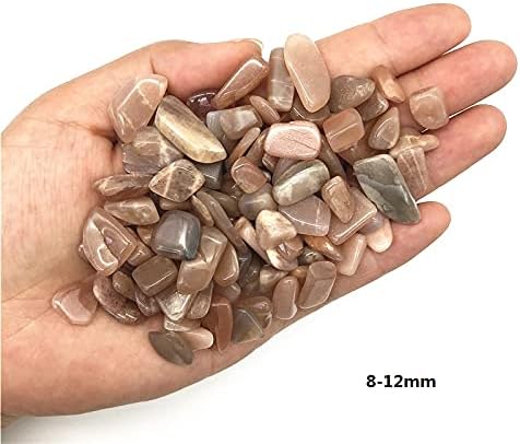 QIAONNAI ZD1226 50 г, 2 Размера Естествен Червен Лунен камък, Чакъл Порода Кварцов Скъпоценен Камък Проба Минерал, Естествени камъни и минерали Натрошени камъни (Цвят: 5-7 мм)
