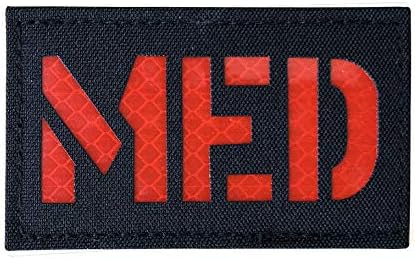 2x3,5-инчов Отразяваща Кръпка MED Medic EMS EMT с цип кука (черно-червено)