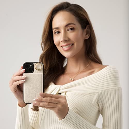 Калъф Keallce за iPhone 14 Plus, 6,7 , свалящ-портфейла през рамо с отделения за карти, RFID заключване, пръстен-поставка на 360 °, флип-надолу Кожена Защитно покритие, презрамка, Же?