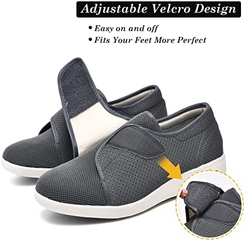 W&LESVAGO / Дамски широка обувки за ходене при диабет с регулируема закопчалка, нескользящие Леки маратонки с класическа въздушна възглавница за лечение на диабетичес?