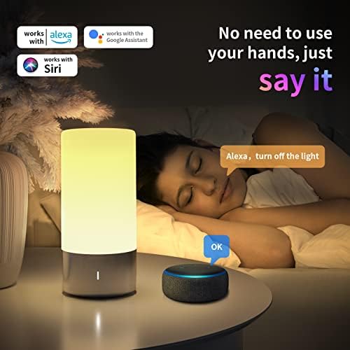 Настолни лампи Smart Touch, съвместими с Alexa и Google Assistant, управление чрез Bluetooth и приложение на Hristo, Настолна лампа с промяна на цвета на RGBCW и топло бяла светлина led нощна с?