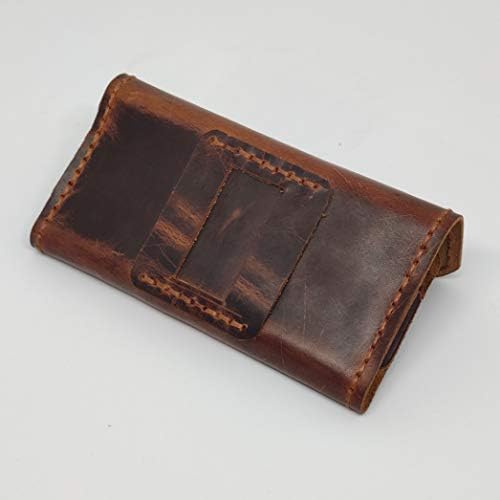 Чанта-кобур от естествена кожа за Motorola One (P30 Play), Калъф за вашия телефон ръчна изработка от естествена кожа, Изработен по поръчка Кожена чанта за носене-калъф с линия