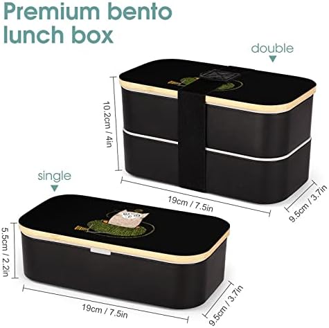 Котешка Вязаная Двупластова кутия за обяд Bento с Набор от ястия Штабелируемый Контейнер за Обяд Включва 2 Контейнера