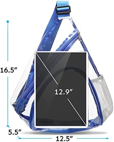 Lorbro Clear Sling Bag Одобрен стадион Прозрачен случайни раница през рамо от TPU с допълнителен джоб и регулируема каишка, подходящ