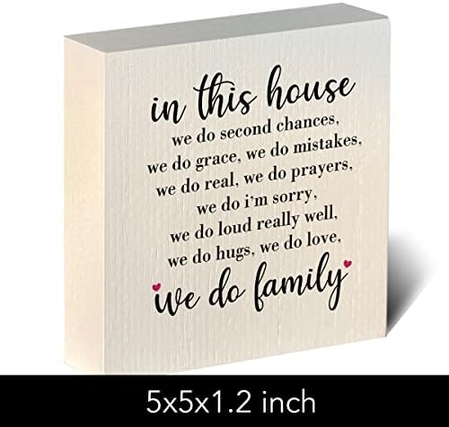 Семейно Произведение Знак на Дървени кутии в Селски стил Фермерска къща в Този Дом Ние Правим Дъска от дървен блок Втори шанс 5x5 Инча,
