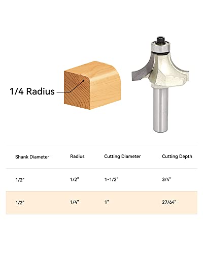 Fresa с закруглением радиус 1/4 с опашка 1/2, с Закруглением мъниста по ръба на за обработка на дървен материал (дълбочина 1/2 -радиусR1/4)