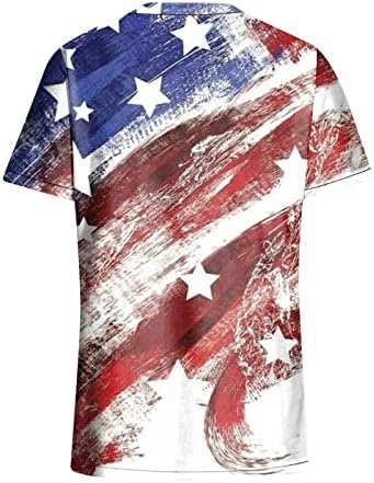 Секси Дамски Блузи С Къс Ръкав Американското Знаме от 4 юли Графичен Топ С V Образно Деколте Ежедневна Блуза, Риза Свободни Модни Тениски