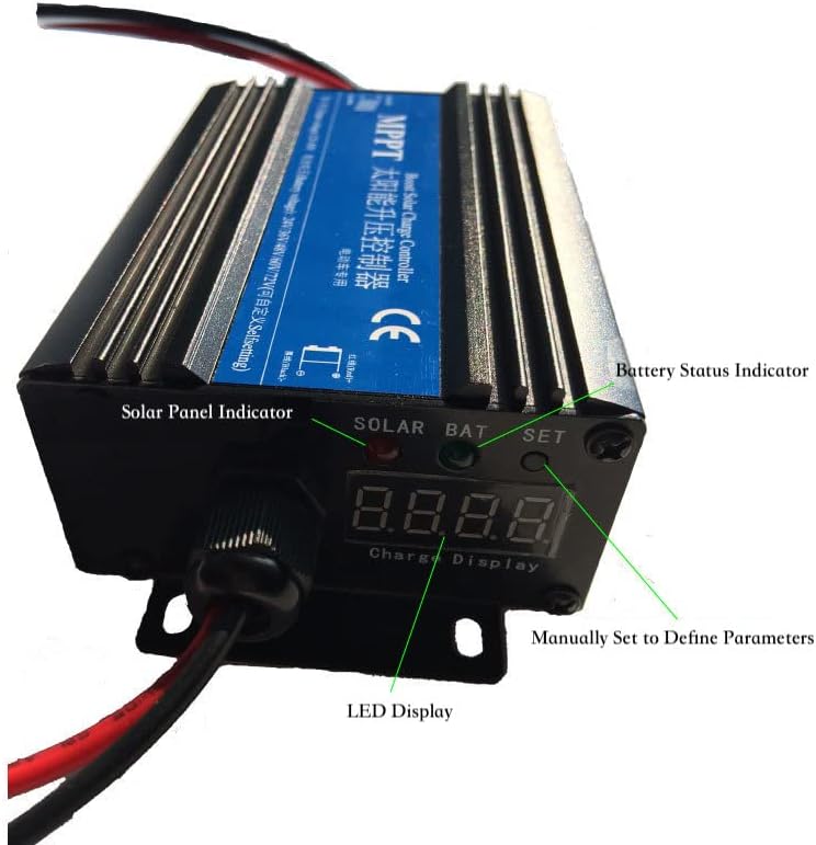 MPPT Слънчев Контролер за Зареждане Led Дисплей Соларен Панел Регулатор на Заряд на Батерията, Контролер на Заряд на Макс 300 W за Литиеви