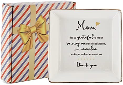 Подаръци за Деня на майката EYONGLION за мама, Керамично ястие-пръстен - Мамо, аз съм този, който съм, благодарение на теб- Украшения