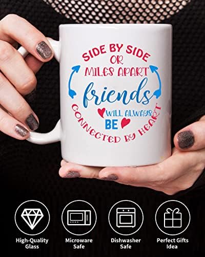 Подарък за най-добър приятел - Кафеена чаша с надпис рамо до Рамо или Приятелство на мили разстояние, чаша за Най-добър приятел за жени, сестри,