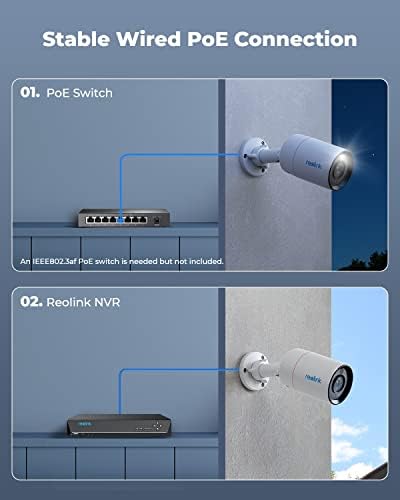 IP камера REOLINK 12MP PoE за улиците, камери за видеонаблюдение Bullet за домашна сигурност, Интелигентно откриване на човек/ на колата /