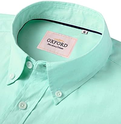 Мъжка риза Оксфорд Alimens & Нежно с Къс ръкав Обичайните Размери, Ризи с яка, копчета и джоб