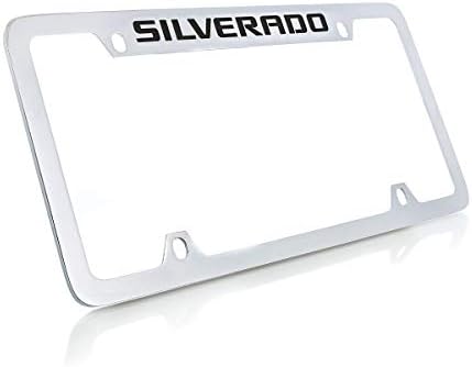 Титуляр рамка регистрационен номер на Chevrolet Silverado с Хромирана Метална Горната Част и Гравиране