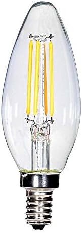 Лампа-канделябр Satco S28613 с бяла тапицерия, 3,88 инча, Бистра