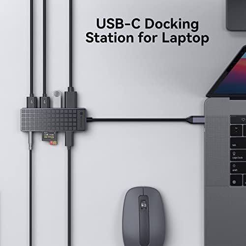Адаптер Yottamaster C USB Хъб Hdmi, Многопортовый адаптер 6 в 1 C USB Хъб с поддръжка на 4K, HDMI, USBA 3.0, 100 W PD, 3.5 мм аудио, съвместима с MacBook Pro / Air, Surface Pro и други преносими устройства Type