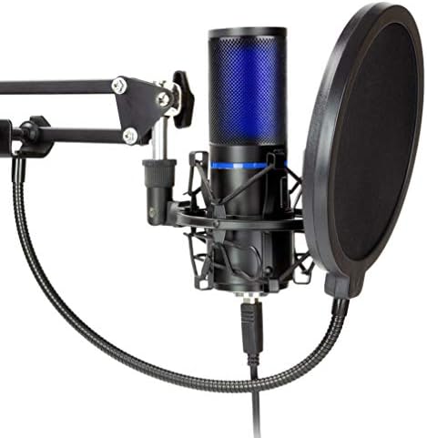 USB-микрофон STRMD (Кардиоидный), Зелен екран, Амортисьор, Статив, стойка за микрофон с ножица, поп-филтър и ветрозащитный