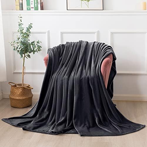 Флисовое одеяло ONME, Одеало за диван - Мека Лесно най-якото одеяло от микрофибър за дивана, на леглото, на къмпинг, за Пътуване, 50 х 60 Тъмно-Сив цвят