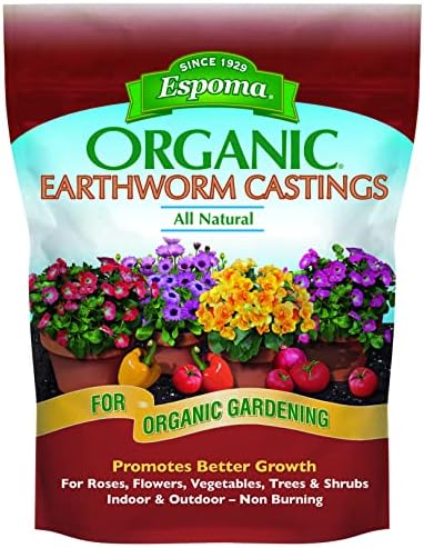 Органични стърготини от земните червеи Espoma – Използвайте в затворени помещения и на открито, за да рози, цветя, Зеленчуци, дървета,