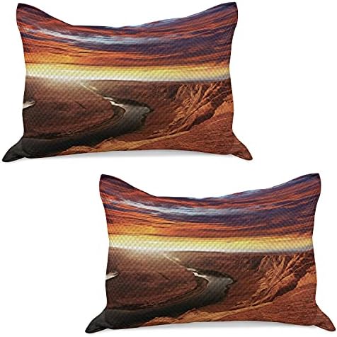 Калъфка за възглавница от стеганого одеяла с гледката Ambesonne, Пейзаж река между Стръмните скали с участието на небето, Стандартна