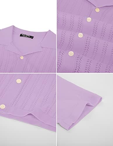 PJ PAUL JONES Мъжки Текстурирани Трикотажная Риза с Къс ръкав, Дишаща Риза с къси ръкави копчета