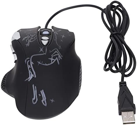 USB-Мишка PUSOKEI, 7 led Крушки с регулируема подсветка 1200/1600/3200/6400 точки на инч, Компютърна Мишка Жични, Професионална Детска Мишка, Оптична Мишка с 8 Бутона, щепсела и да иг