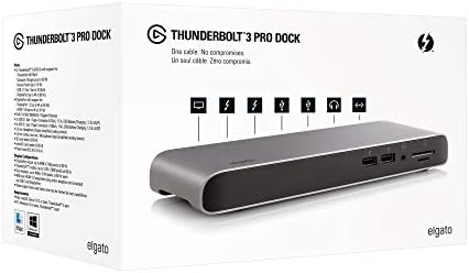 Докинг станция Elgato Thunderbolt 3 Pro – С 50-сантиметровым кабела Thunderbolt, 40 Gb / С, двойно 4K Поддръжка, 2x Thunderbolt 3 (USB C), 4x USB 3.0, четец на карти SD/Micro SD карта, аудио вход/изход, gigabit Etherne