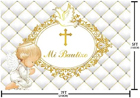 SENDY 7x5ft Mi Bautizo Фон От Полиестер Малък Ангел Бял Гълъб Фон За Снимки на Кръщението на Детето Първото Свето Причастие Религиозно Кръщение