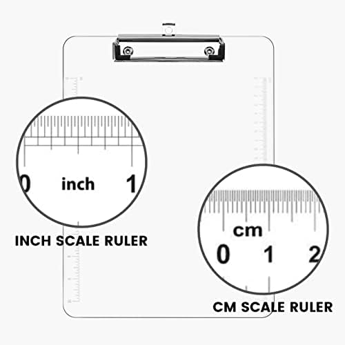 6 Опаковки пластмасови Клипбордов, 12.5 х 9 Прозрачни акрилни Клипбордов с метална щипка 120 мм, Здрав Стилен Клипборд с низкопрофильным