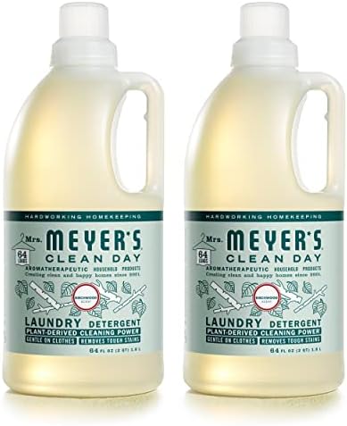 Течен прах за пране Mrs. Meyer's, Биоразлагаемая формула с етерични масла, Березовое дърво, 64 течни унции (опаковка от 2 броя)