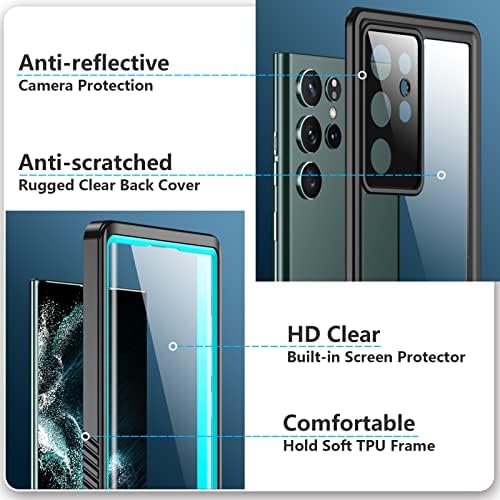 Калъф-паяк, предназначени за Galaxy S22 Ultra Case, Водоустойчив Вградено защитно фолио за екрана, Пълна защита, Сверхпрочный Удароустойчив