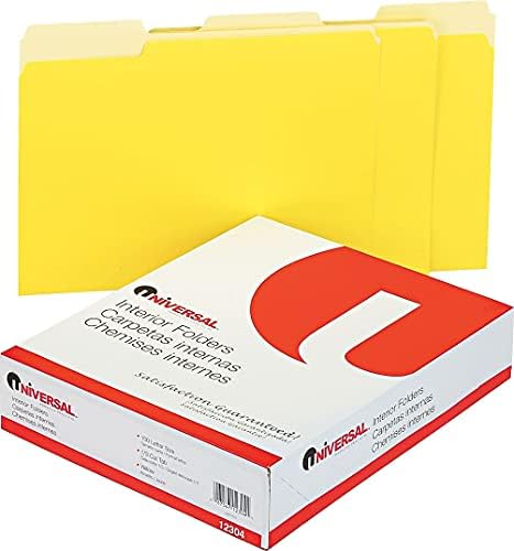 Универсални папка за файлове от рециклирани материали 12304, горна езика, резбован на 1/3, с букви, жълто, 100 бр/кор.
