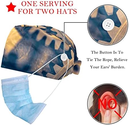 2 Опаковане на Работни шапки за еднократна употреба с Потни Лента и Пуговицей Унисекс Стоматологичен Шапчица с завязкой на гърба