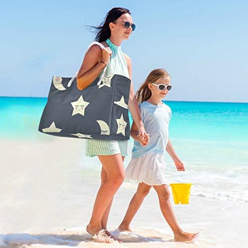 Чанта за пазаруване ALAZA Sleeping Night Stars and Moon Beach Toy Чанта за плаж, Душ Кабина, Плувен басейн