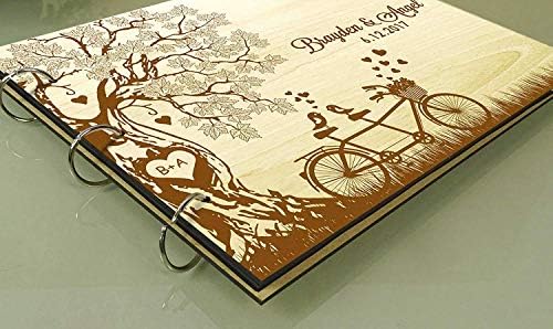 Селски Сватбена Дървена Книга с Гравирана с Име И Препоръките на Ръчно изработени Персонализирана Книга за Гости от Дърво