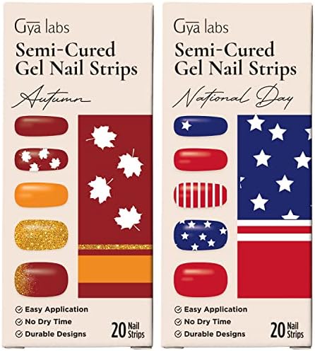 Комплект стикери за нокти Gya Labs - Трайни нокти за жени - Ленти за нокти с Наполовина отвержденным гел (20 бр.) - Набор от стикери за